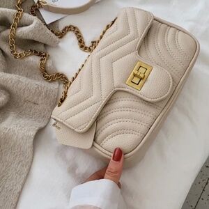 Faux Leather Medium Shoulder Bag